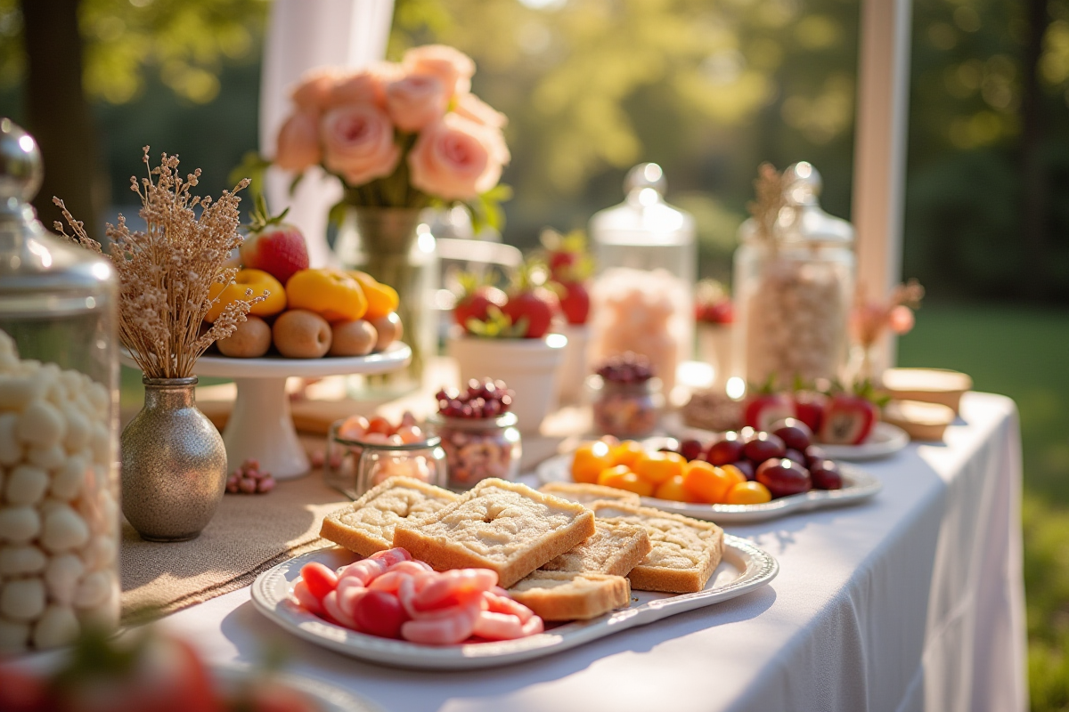 Candy bar mariage par thème : bohème, champêtre, chic