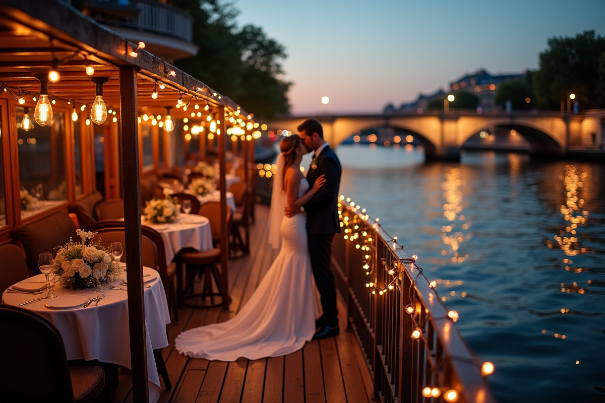 Mariage sur une péniche à Paris