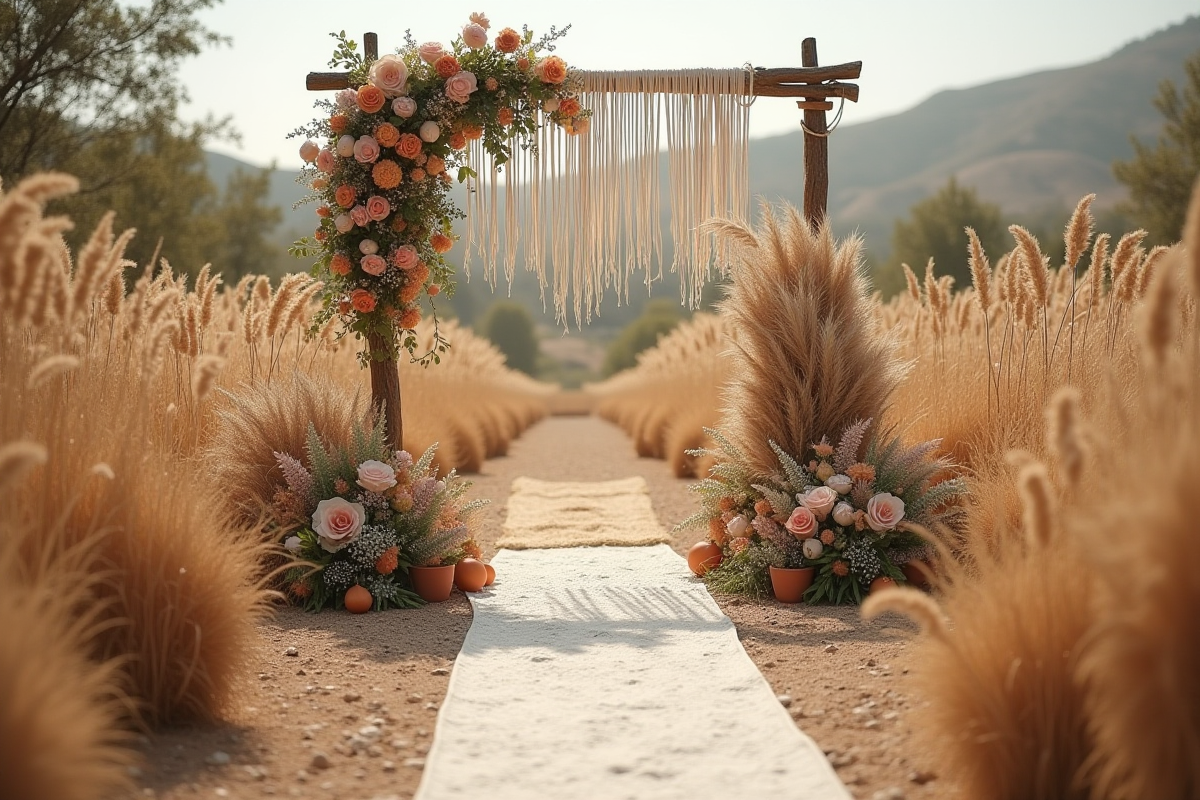Décoration mariage bohème : macramé, pampa et terracotta en 2026