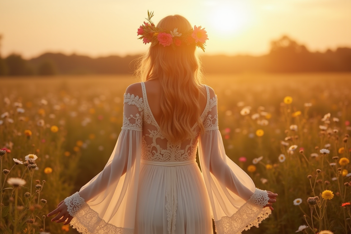 Robe de mariée bohème manches longues : romantisme et élégance